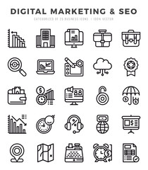 Simple Set of Digital Marketing & SEO Related Vector Lineal Icons.