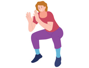 Woman doing squat workout vector illustration.