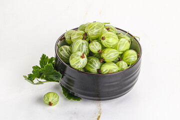 Sweet ripe gooseberries in the bowl