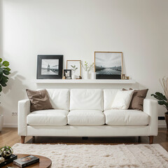 modern living room interior design with white sofa