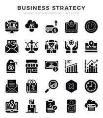 Business Strategy icons set. Collection of simple Glyph web icons.