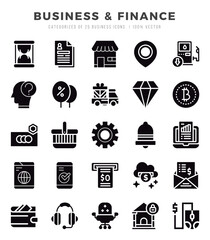 Business & Finance. Glyph icons Pack. vector illustration.