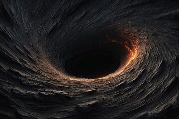 A black hole with a bright orange flame in the center