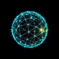 Techy Glowing Sphere with Interconnected Nodes and Lines