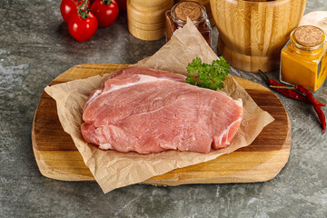 Raw pork schnitzel for cooking