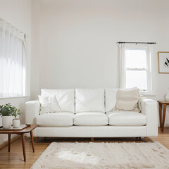 modern living room interior design with white sofa