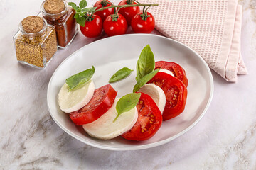 Italian caprese salad with mozzarella