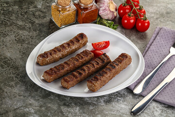 Grilled beef kebab minced meat
