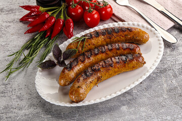 Grilled meat sausages with spices