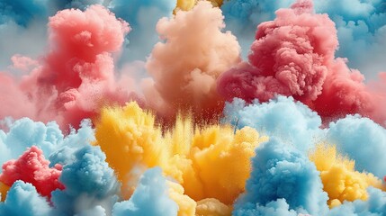 Fototapeta premium A variety of clouds in various shades of blue, pink, yellow, and orange against a sky backdrop