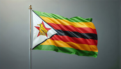 3D rendered Zimbabwe flag, isolated on a clean background. High-quality, realistic depiction perfect for various uses, Generated by AI.