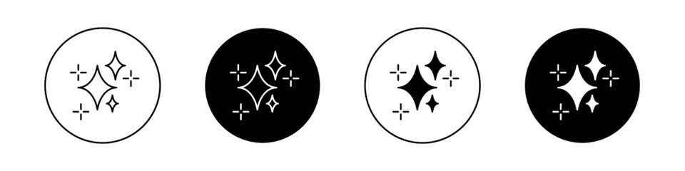Sparkles icon set. glitter shine spark vector symbol. clean gloss stars sign. bright shiny glow starburst icon. magic stars pictogram in black filled and outlined style.