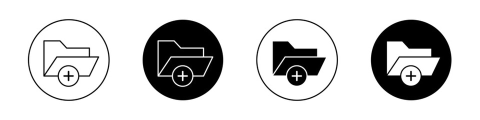 Add folder icon set. new file vector symbol. create new folder sign in black filled and outlined style.