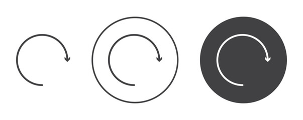 Redo icon set. refresh, restart or reload vector symbol. recover or reset button. revision sign in black filled and outlined style.