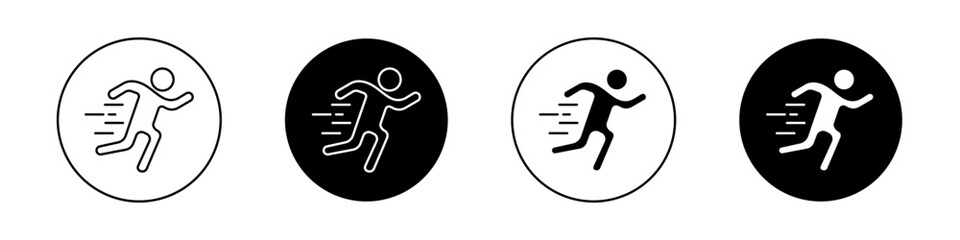 Running icon set. athlete man run vector symbol. person jogging exercis sign. marathon pictogram in black filled and outlined style.