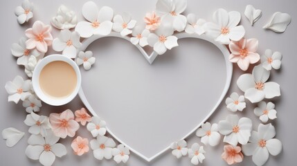 A frame with white hearts and a white frame with a flower on it.
