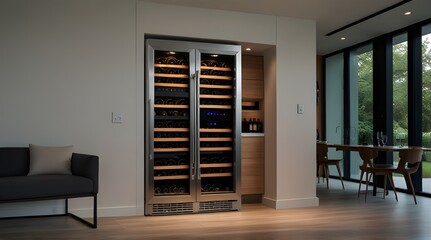 Wine fridge in a modern home.generative.ai