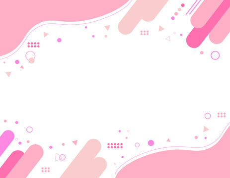 幾何学模様のレトロポップなフレーム素材　ピンク