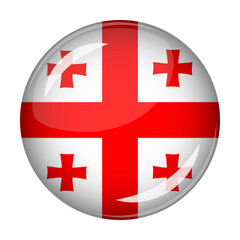 Obraz premium Flag of Georgia in the form of a round shaped icon. Abstract concept. The national flag is convex in shape. Vector illustration