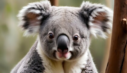 a koala with its fluffy ears perked up listening upscaled 4