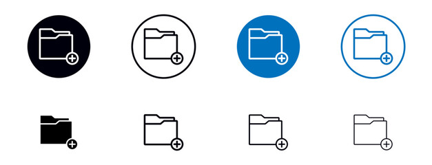 Add Folder Line Icon Collection. New File Sign, Create New Folder Sign in black and blue Color.