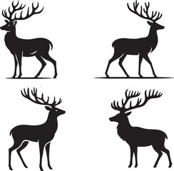 A deer with antlers and antlers is shown in black and white.