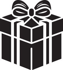 Silhouette gift box with a bow icon vector illustration. Merry Christmas and Happy New Year gift box.