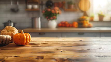Beautiful autumn kitchen with copy space
