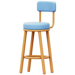 Bar Chair 3D Rendering Icon Isolated Transparent Background