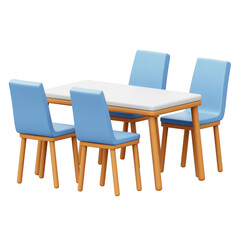 Dining Table 3D Rendering Icon Isolated Transparent Background