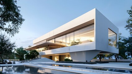 Fototapeta premium A modern and artistic white building