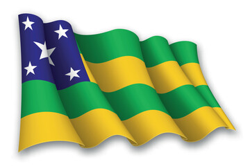 Realistic waving flag of Sergipe, state of Brazil