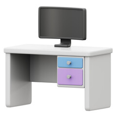 Cozy Work Table 3D Rendering Icon Isolated Transparent Background