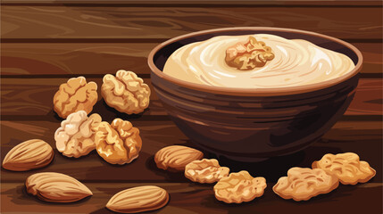 Bowl of tasty walnut shaped cookies with boiled