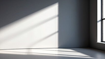 A minimalist interior with light from the window illuminating the interior of the room.