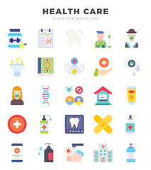 Set of HEALTH CARE Icons Flat icons collection.
