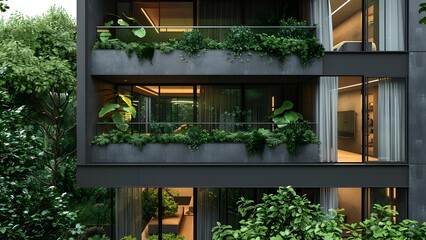 Fototapeta premium Modern apartment with well-organized green space