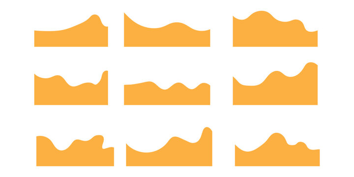 Website border and header set with drops, waves, organic and geometric shapes. Isolated vector template for website, app, poster, banner. isolated on white background. EPS 10