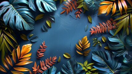 Naklejka premium Vibrant Tropical Leaves and Summer Colors Background for Exotic Designs