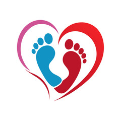 logo in the image of footprints forming a heart