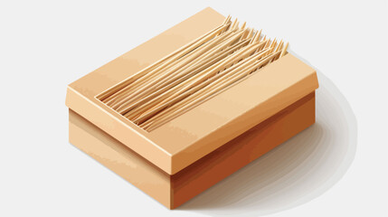 Box with bamboo toothpicks on white background Vector