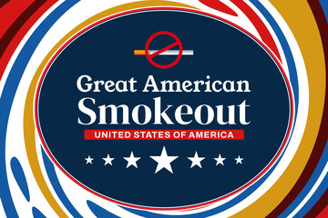 Great American Smokeout wallpaper with no smoking sign and typography in the cneter. November is a month to spread awareness of not smoking