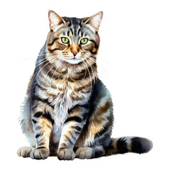 Obraz premium cat watercolor isolated on transparent background cutout