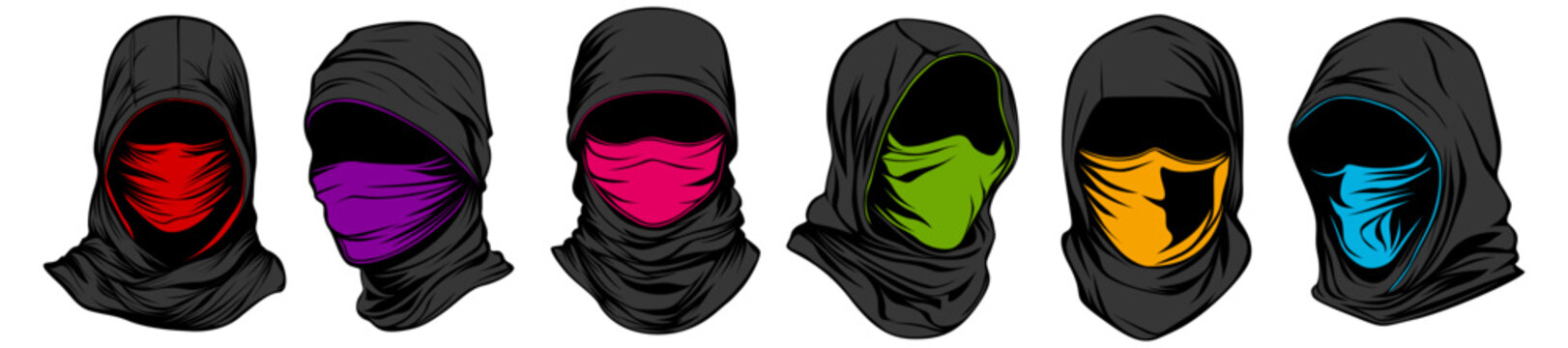 set collections Japanese ninja mask icon. assassin mask symbol design vector illustration