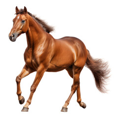 brown horse running isolated on transparent background cutout