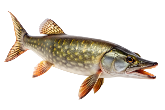 pike fish isolated on transparent background. AI Generative