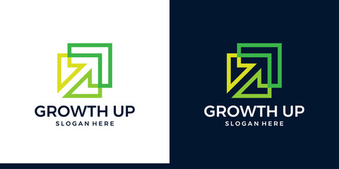 Modern Growth Up logo design. Arrow logo design graphic icon vector. Symbols for business, marketing, finance and management companies.