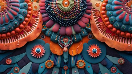 A 3D colorful Mandala art. Contemporary folk art. Generative ai illustration.