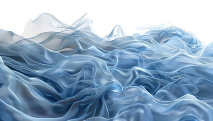 Obraz premium Dusty blue undulating waves, perfectly isolated on a white background, HD quality.