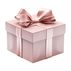 pink box with bow isolated on transparent background cutout